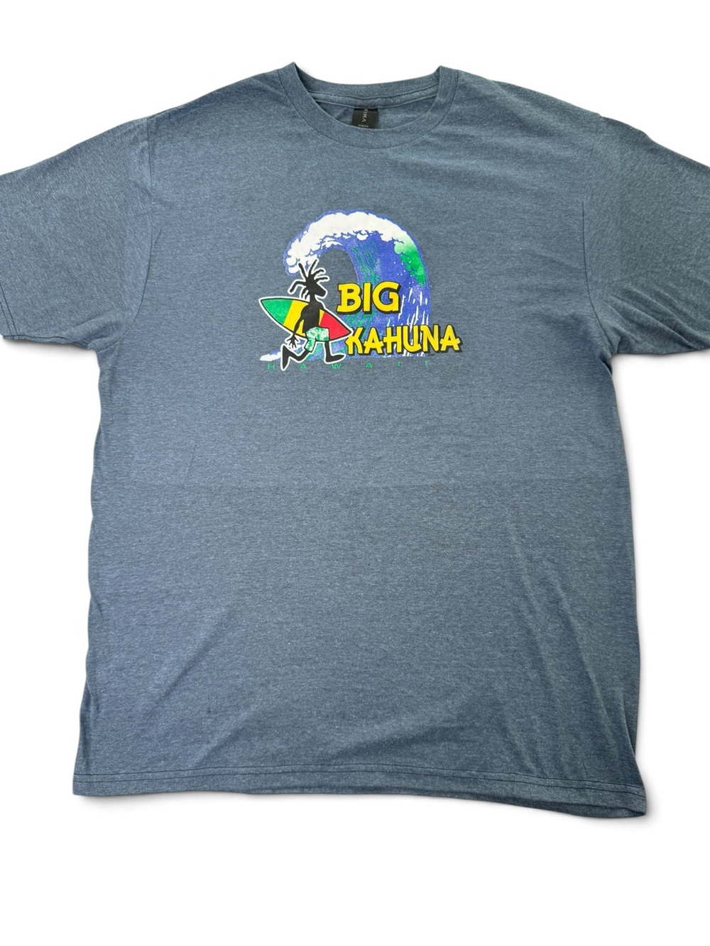 Big Kahuna Hawaii Surf Graphic T-Shirt Blue Size L